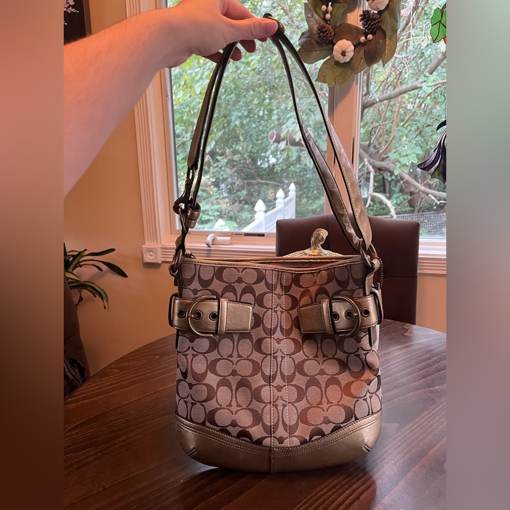 Vintage Y2K Coach Signature SoHo Duffel Gold Convertible Shoulder and Crossbody